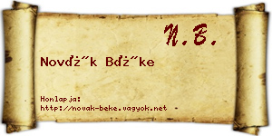 Novák Béke névjegykártya